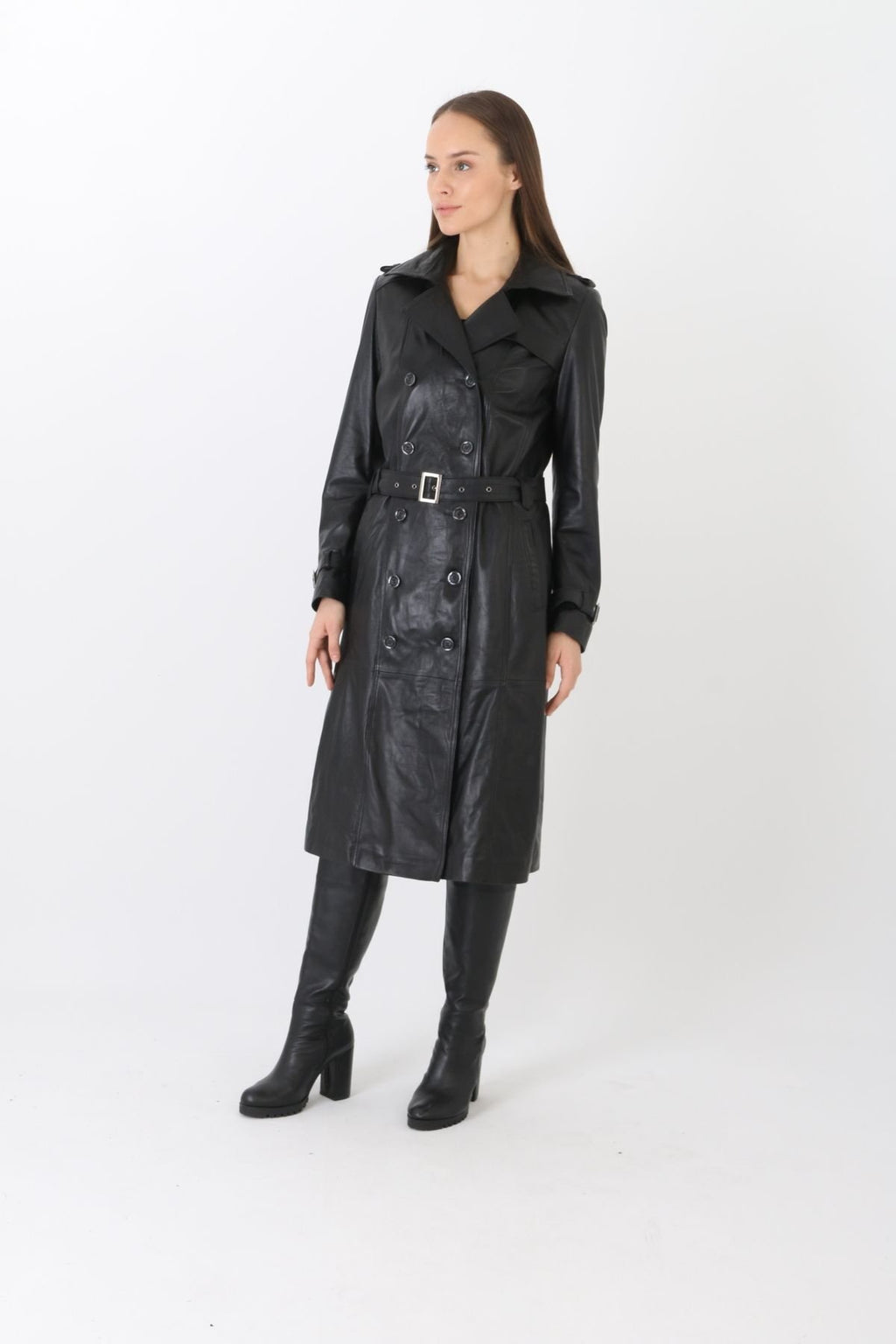 Hakiki deri pardesü siyah renk