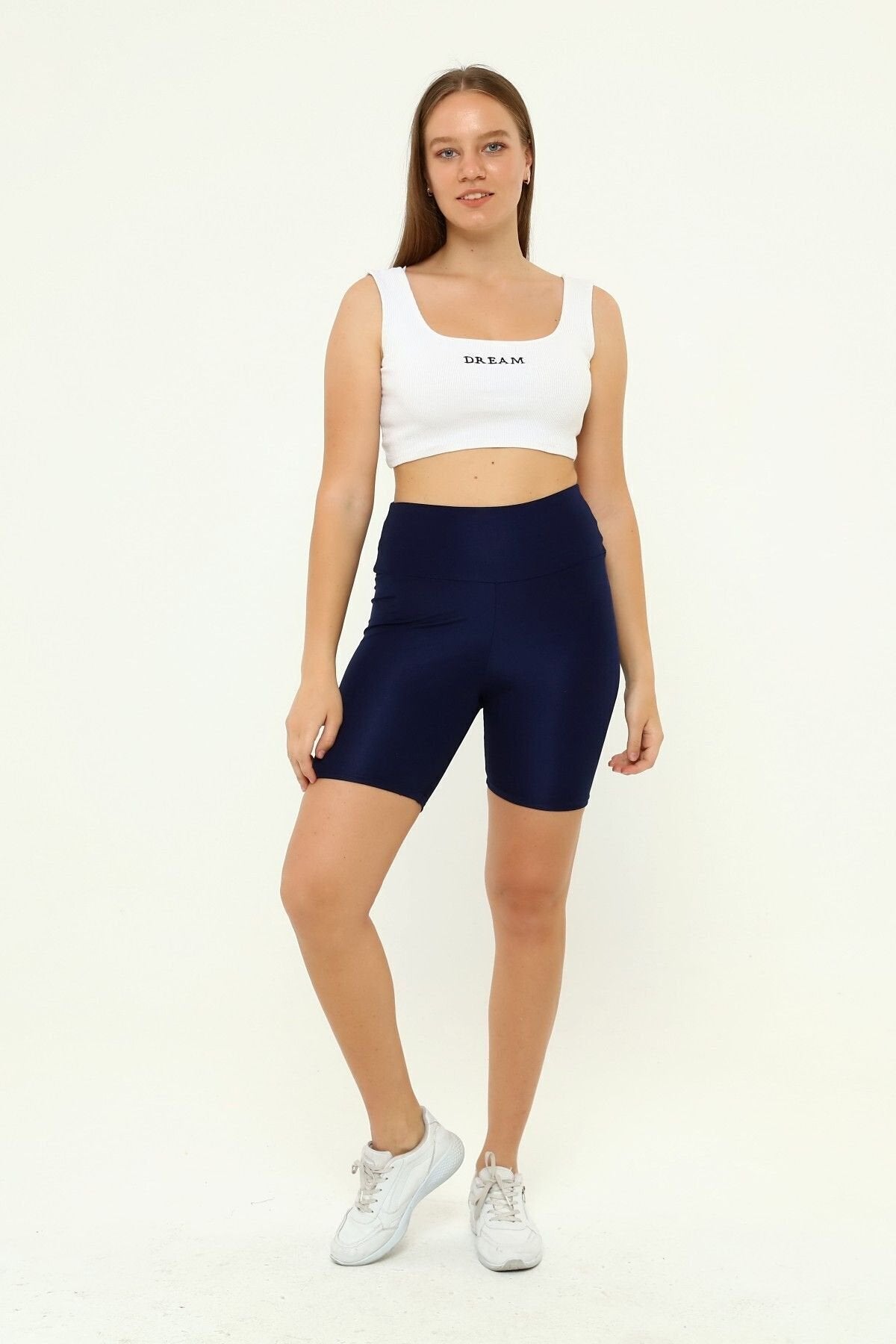 İnce Şort Tayt Toparlayıcı Yüksel Bel Lacivert Renk