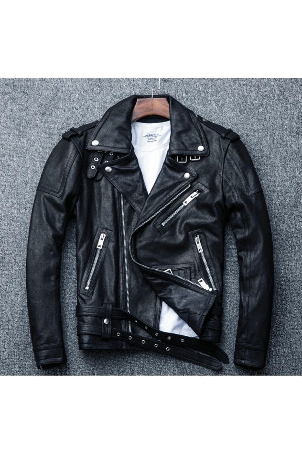 Hakiki deri motosiklet Biker mont