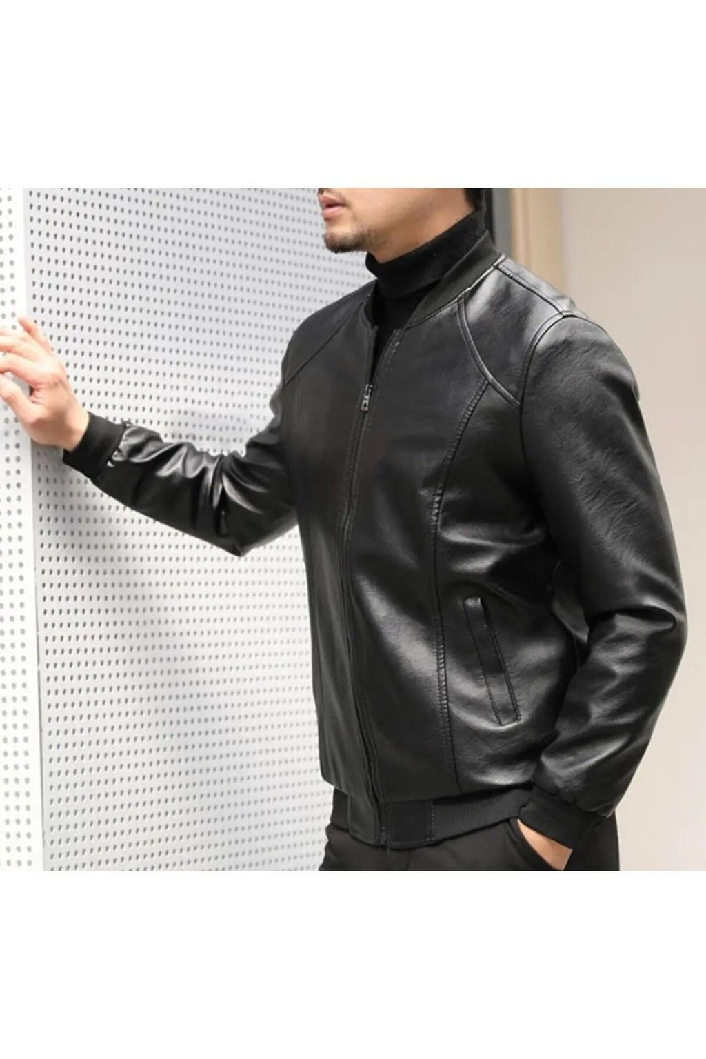 Hakiki Deri Beyzbol erkek Spor Ceket