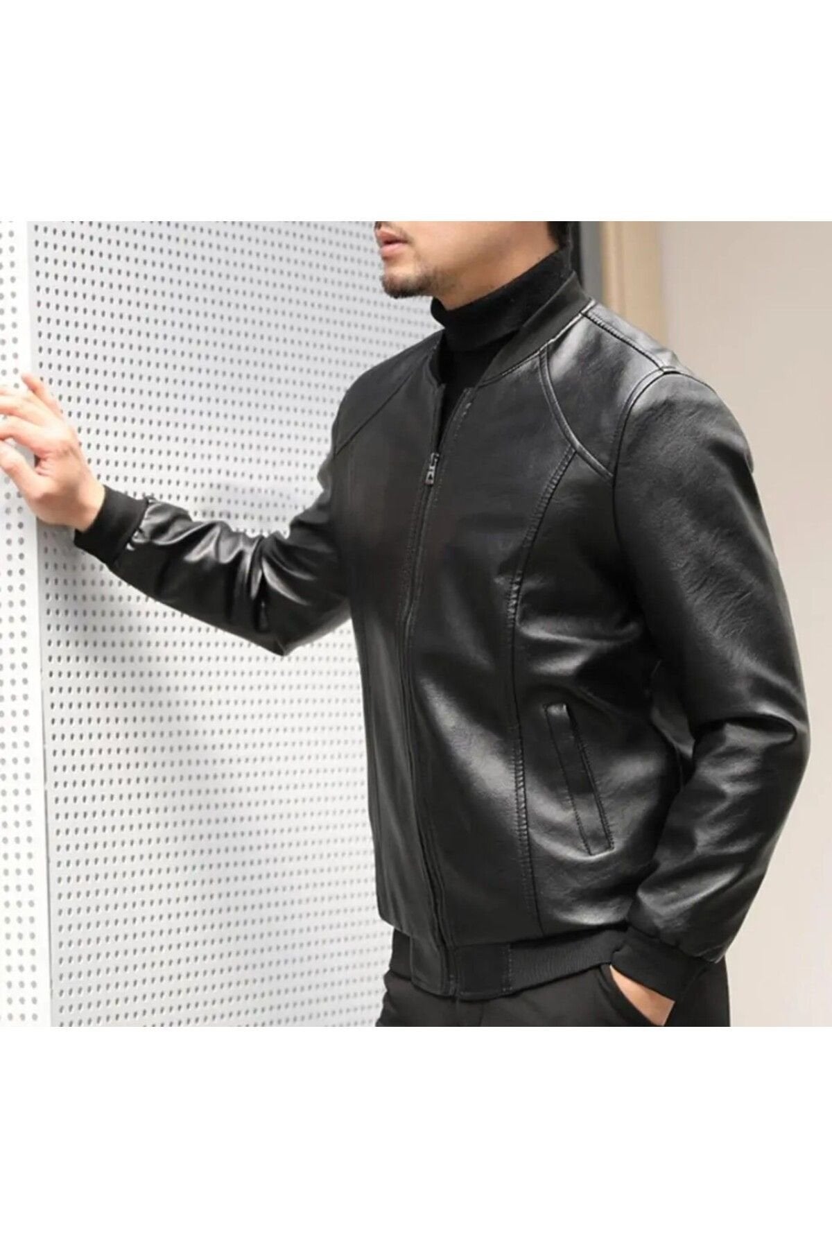 Hakiki Deri Beyzbol erkek Spor Ceket