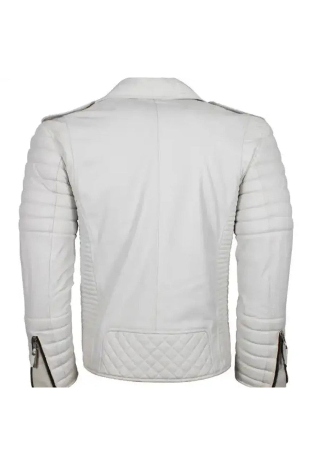 Motorcu tarzı kuzu derisi biker mont beyaz renk