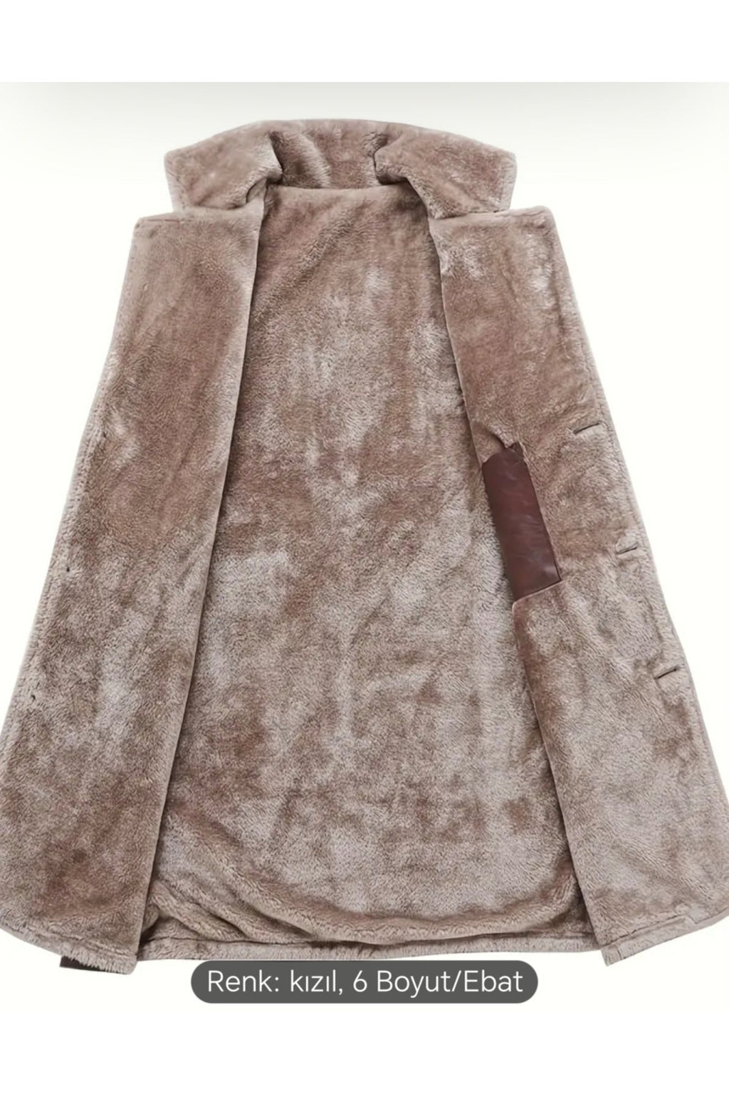 Cepleri Kapaklı Hakiki Koyun Derisi Uzun Kaban İçi ve Yakası Kürklü