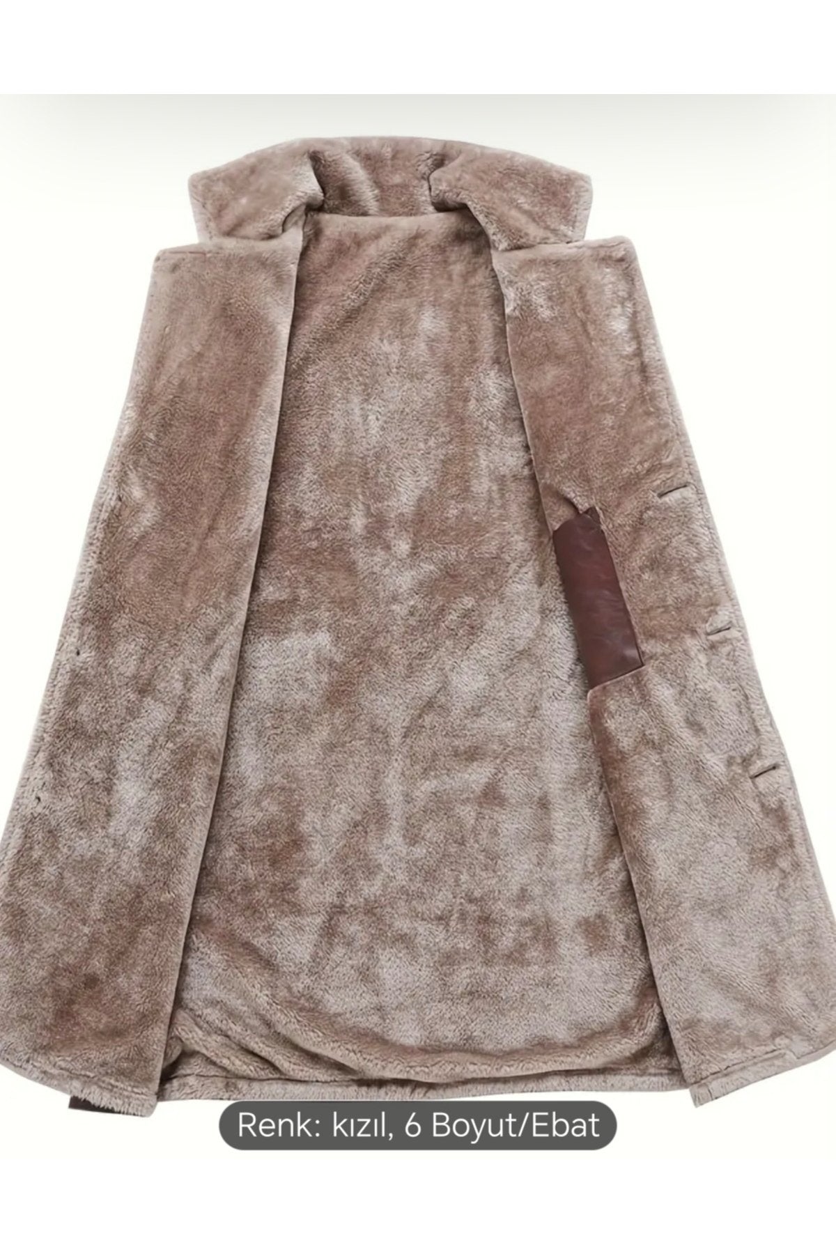 Cepleri Kapaklı Hakiki Koyun Derisi Uzun Kaban İçi ve Yakası Kürklü