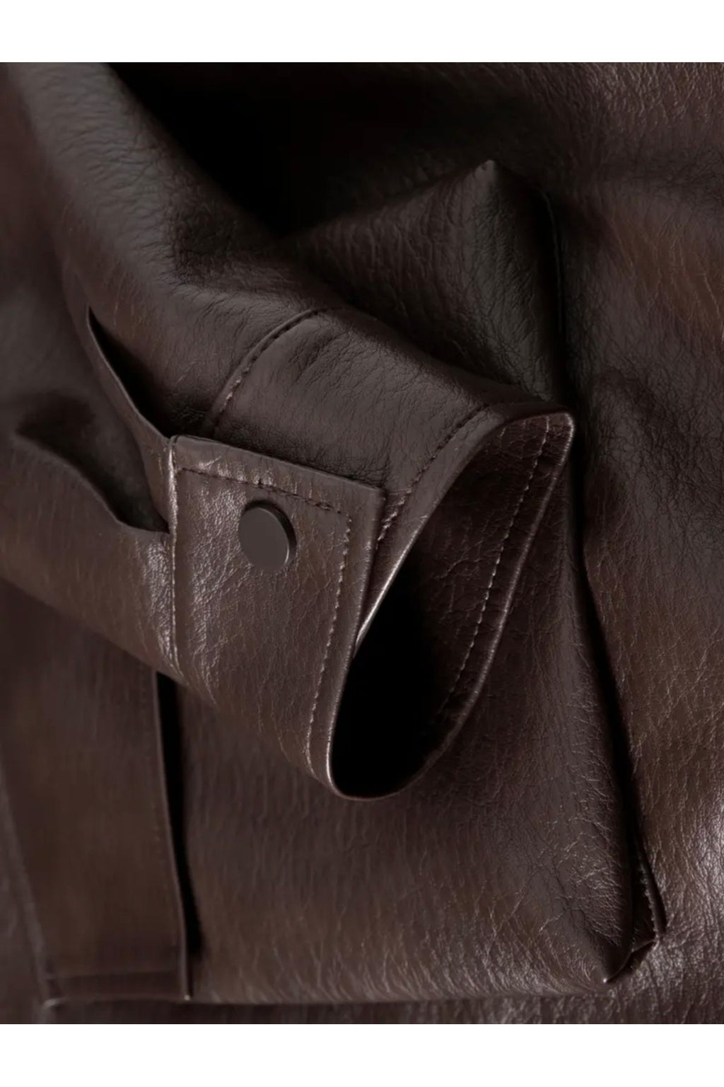 Büyük Torba Cepli Kapaklı Gömlek Yaka Mont Hakiki Kuzu Derisi