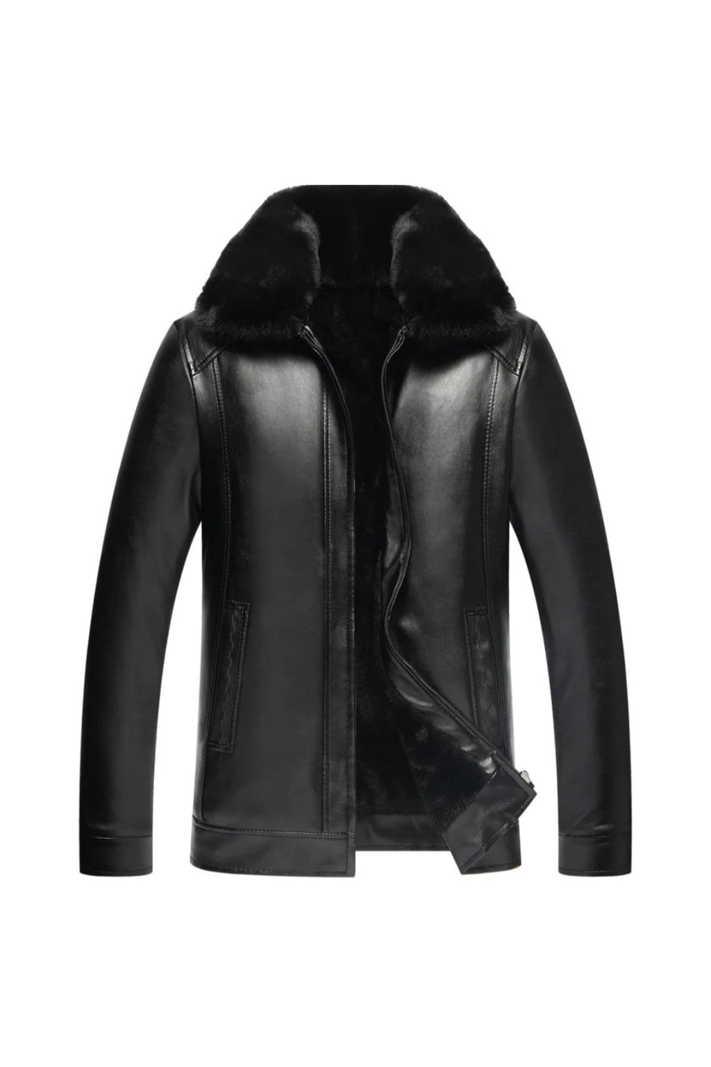 Kalın Hakiki Deri Yakası İçi Tüylü Çıkarabilir Yaka Mont