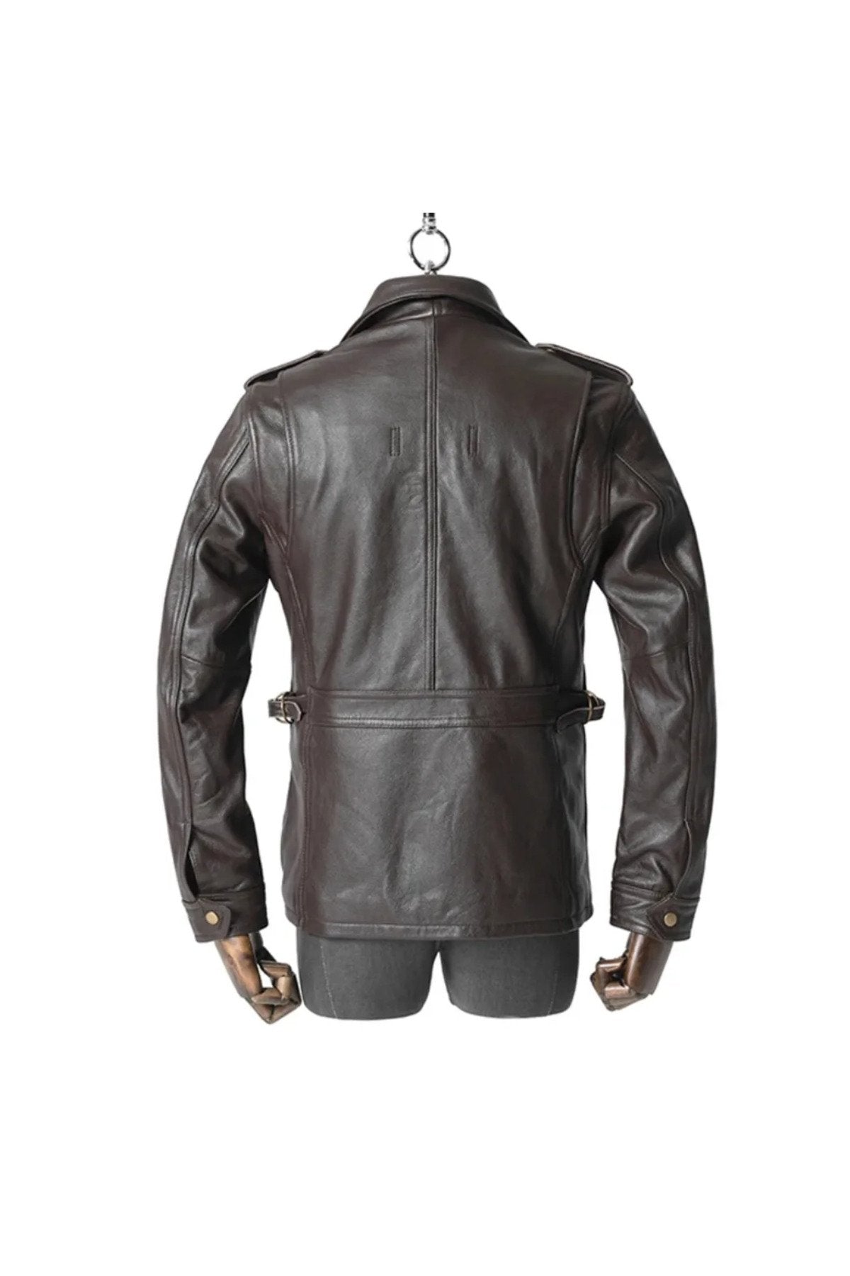 Yakası fermuarlı dik hakim yaka hakiki deri mont