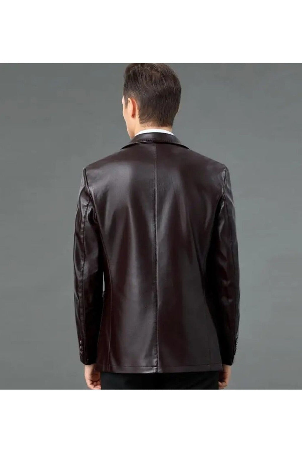 Hakiki deri ince kesit blazer klasik ceket