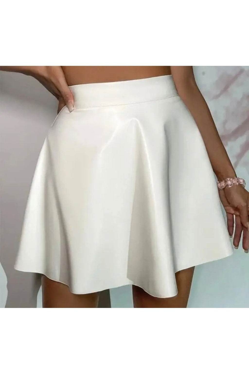 Ekru Beyaz Deri Etek