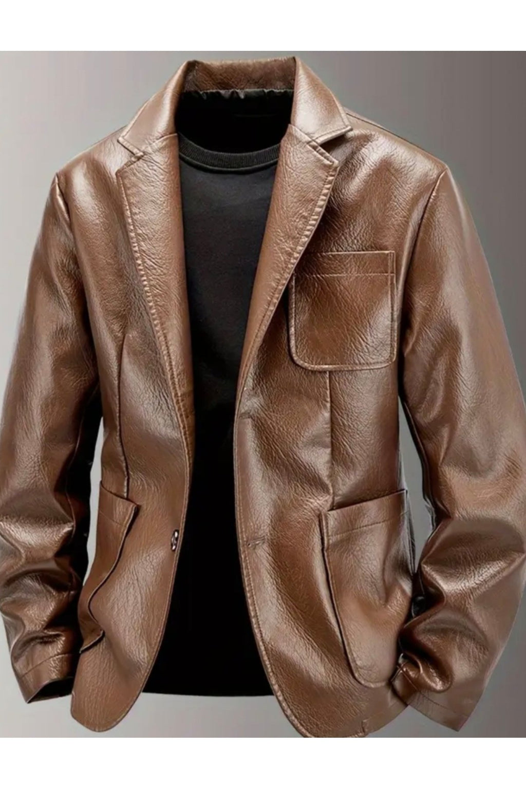 Hakiki Deri Sonbahar-Kış Mevsimi Blazer Torba Cepli Ceket