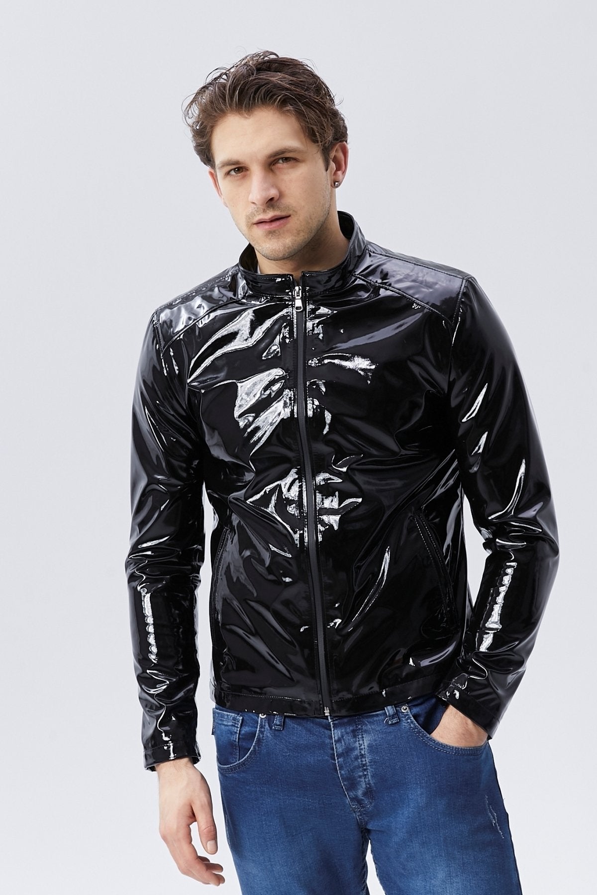 Rugan deri ceket tarzı yağmurluk