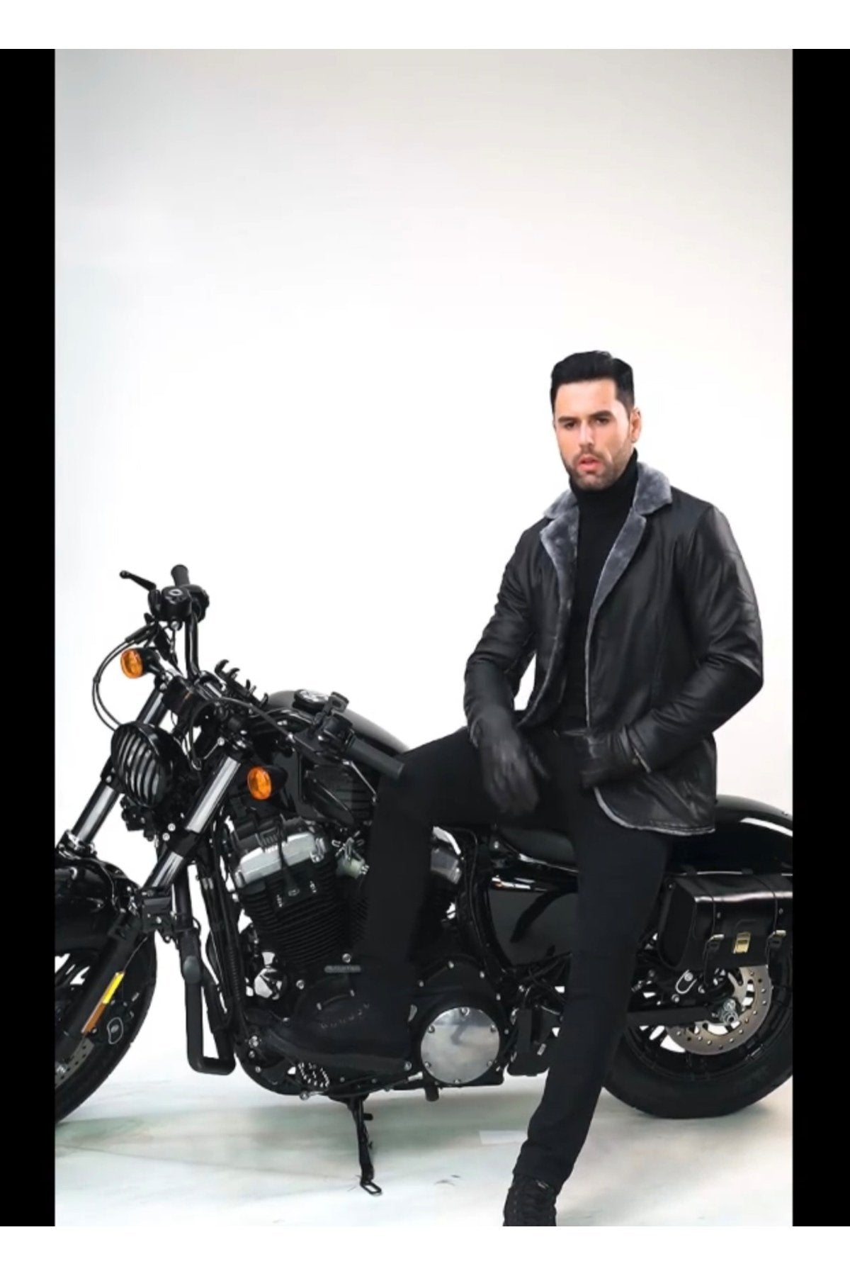 Kısa Hakiki Koyun Derisi İçi ve Yakası Kürklü ve Mont Kaban