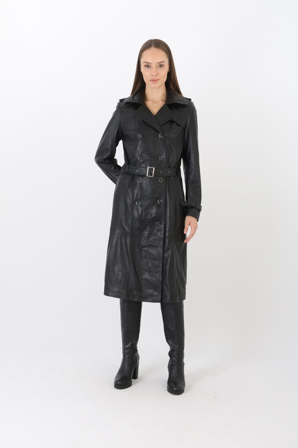 Hakiki deri pardesü siyah renk