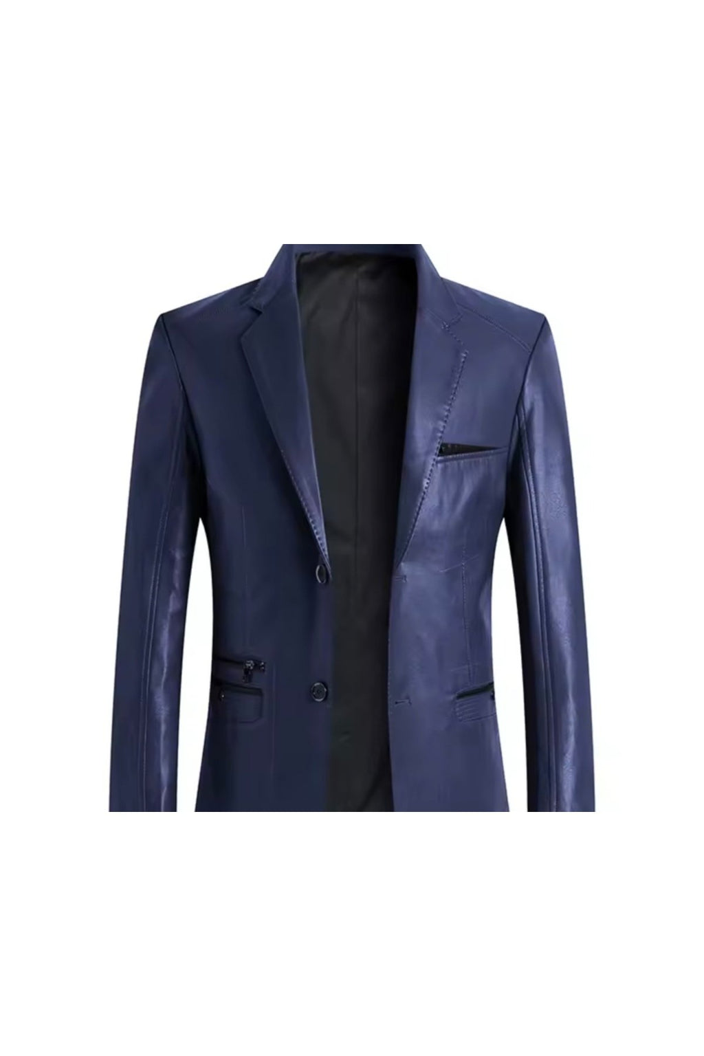 Modern Yeni Nesil Blazer Ceket Hakiki Kuzu Derisi Fermuar Cep Detaylı