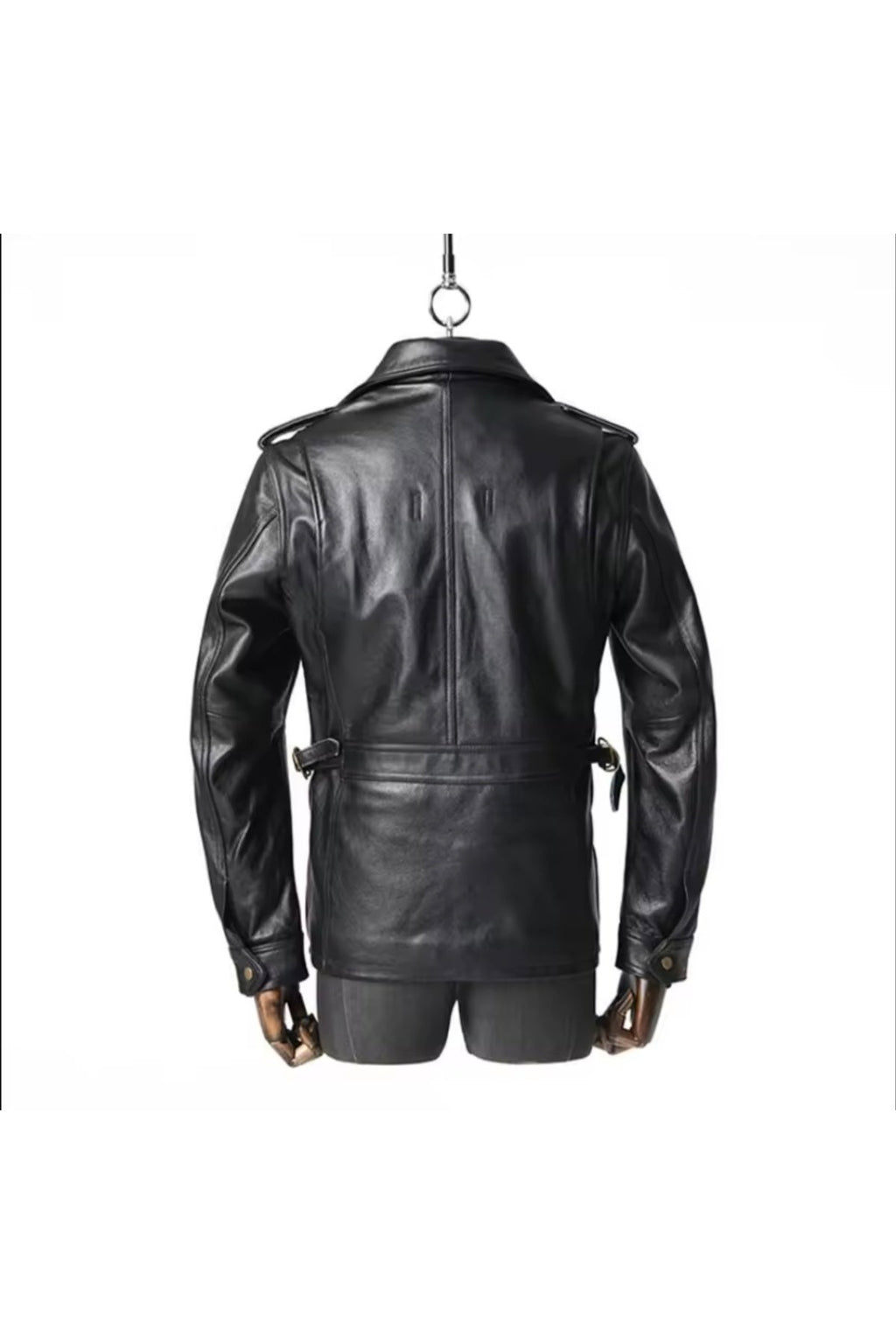 Yakası fermuarlı dik hakim yaka hakiki deri mont