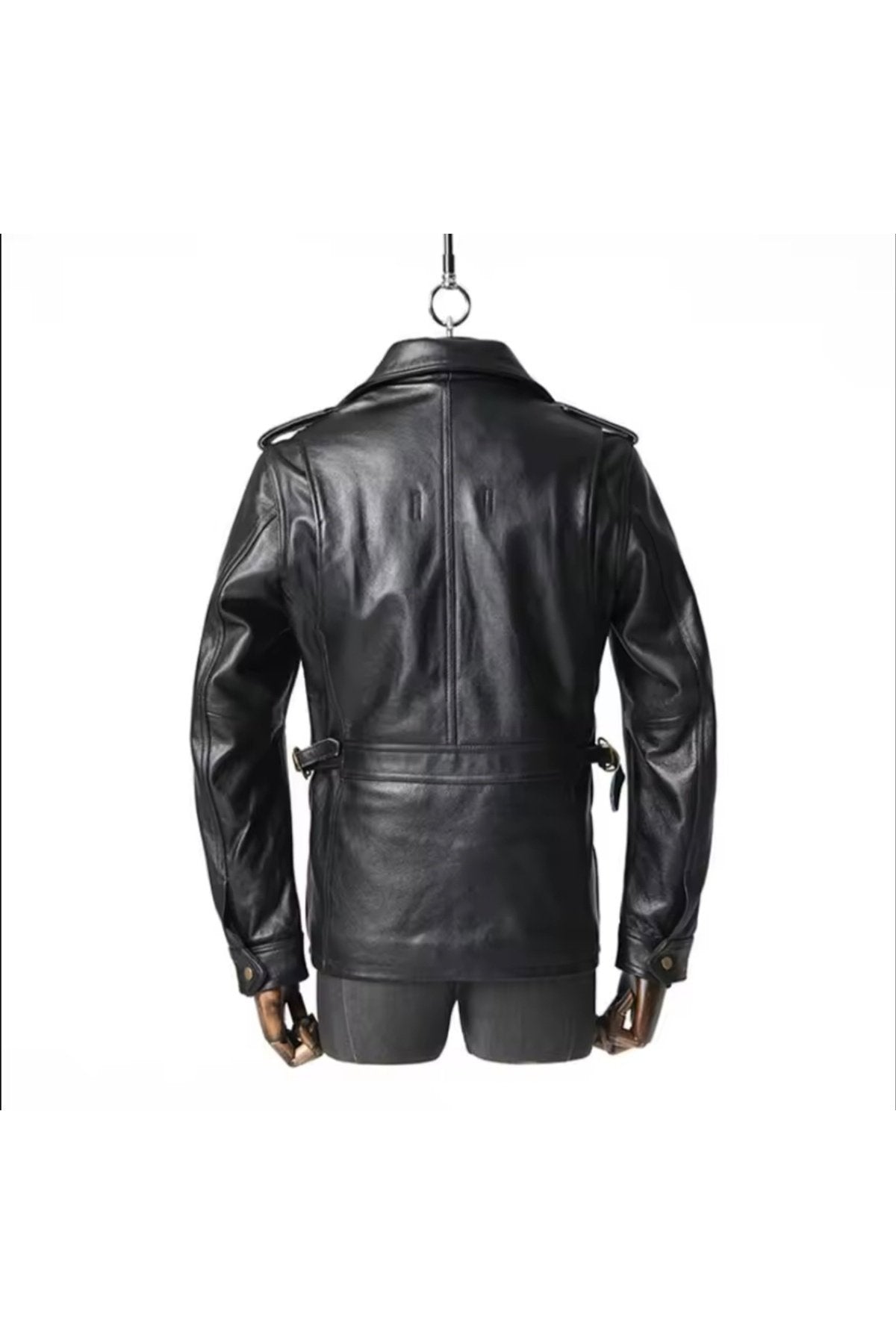 Yakası fermuarlı dik hakim yaka hakiki deri mont