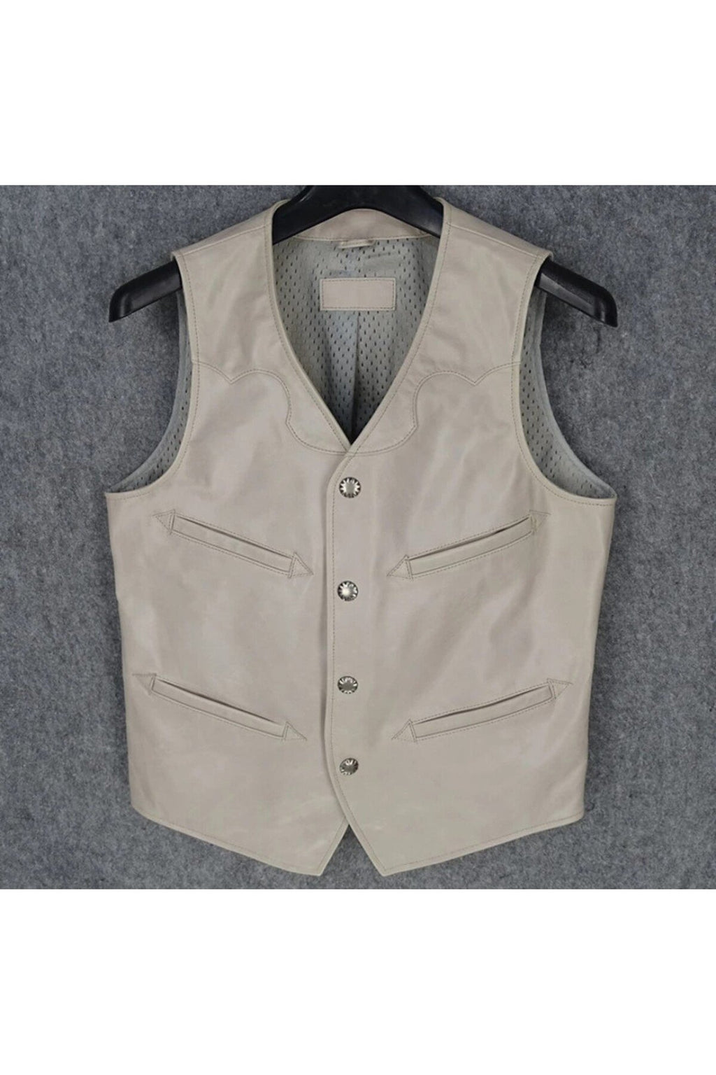 Vashion Hakiki deri gri yelek