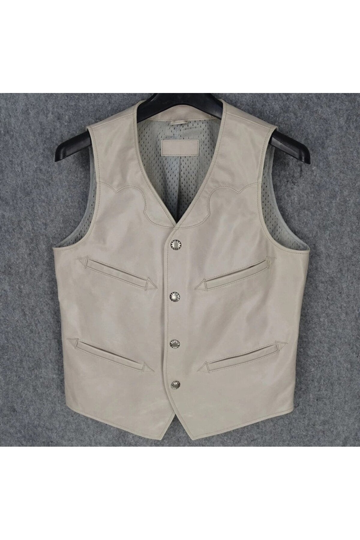Vashion Hakiki deri gri yelek