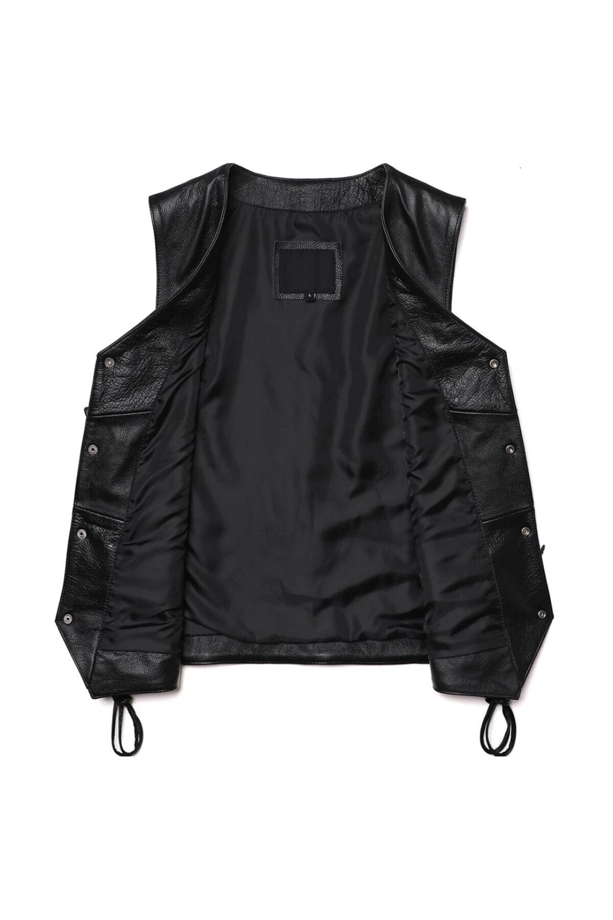 Yanları deri ip bağlamalı zik yelek hakiki deri