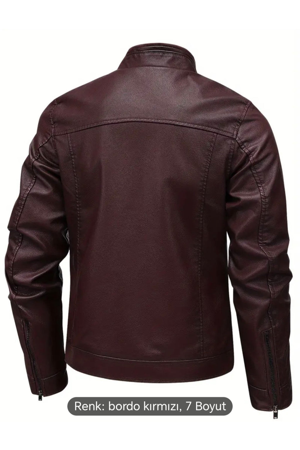 Trikolu Hakim Yaka Hakiki deri Bordo spor ceket