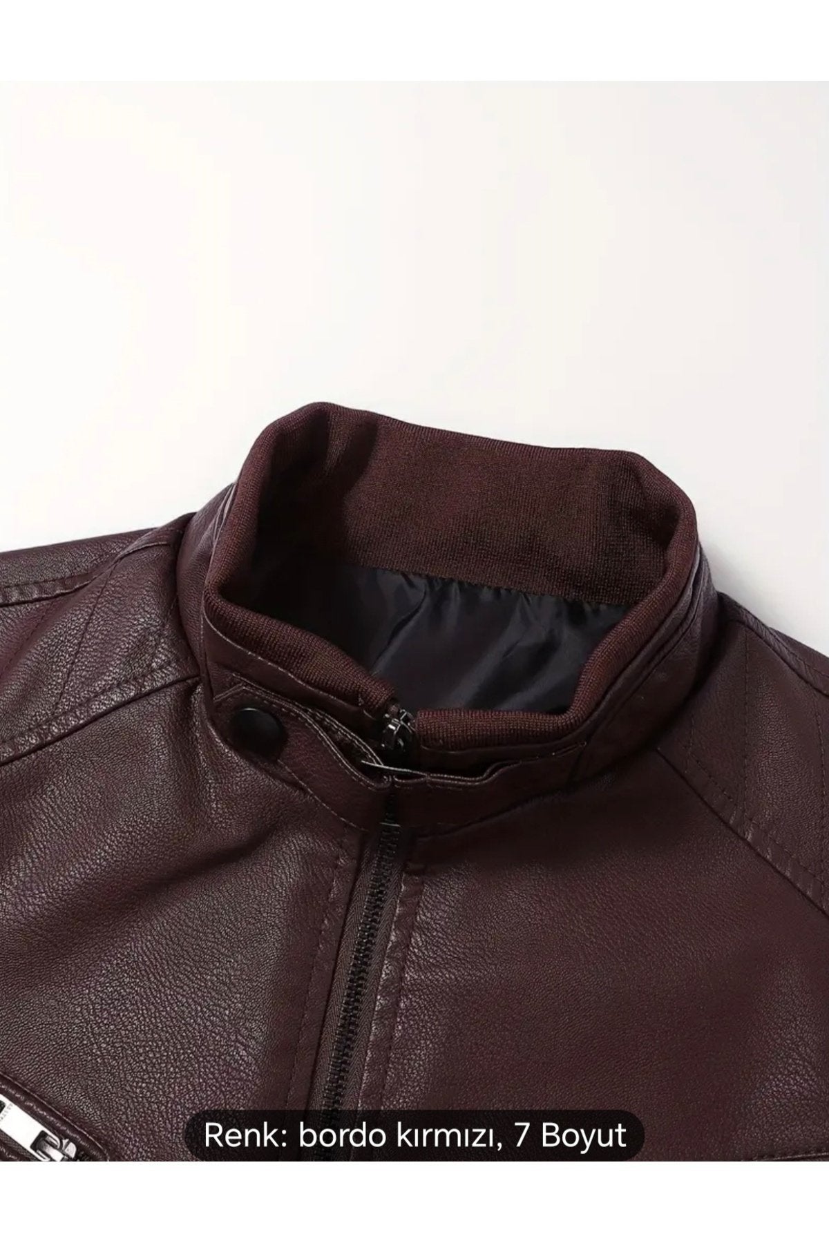 Trikolu Hakim Yaka Hakiki deri Bordo spor ceket