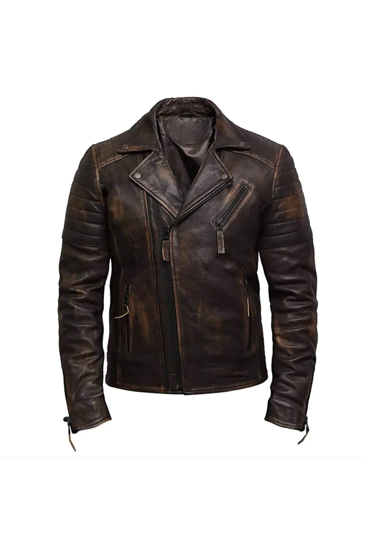 Eskitme Silme Hakiki Koyun Derisi Ceket Tarzı Mont
