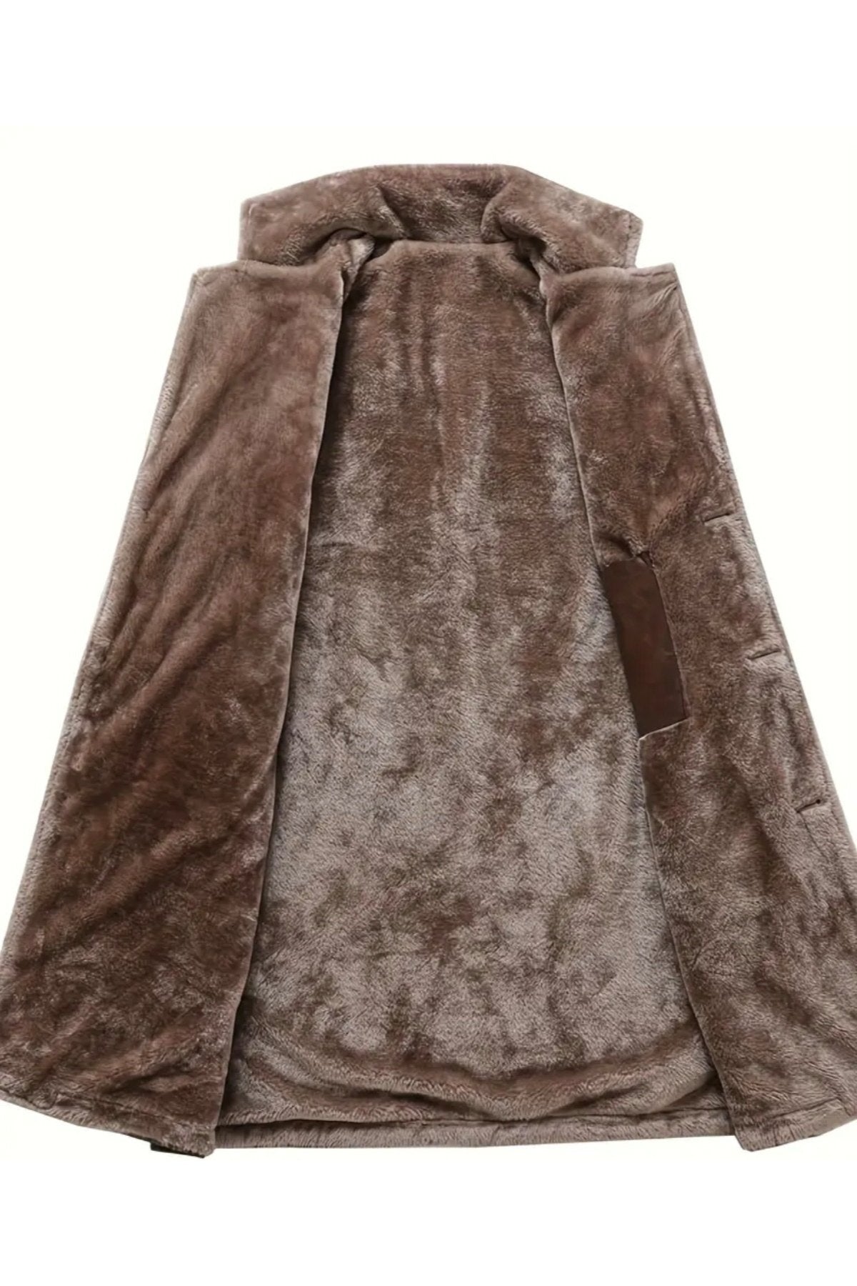 Cepleri Kapaklı Hakiki Koyun Derisi Uzun Kaban İçi ve Yakası Kürklü