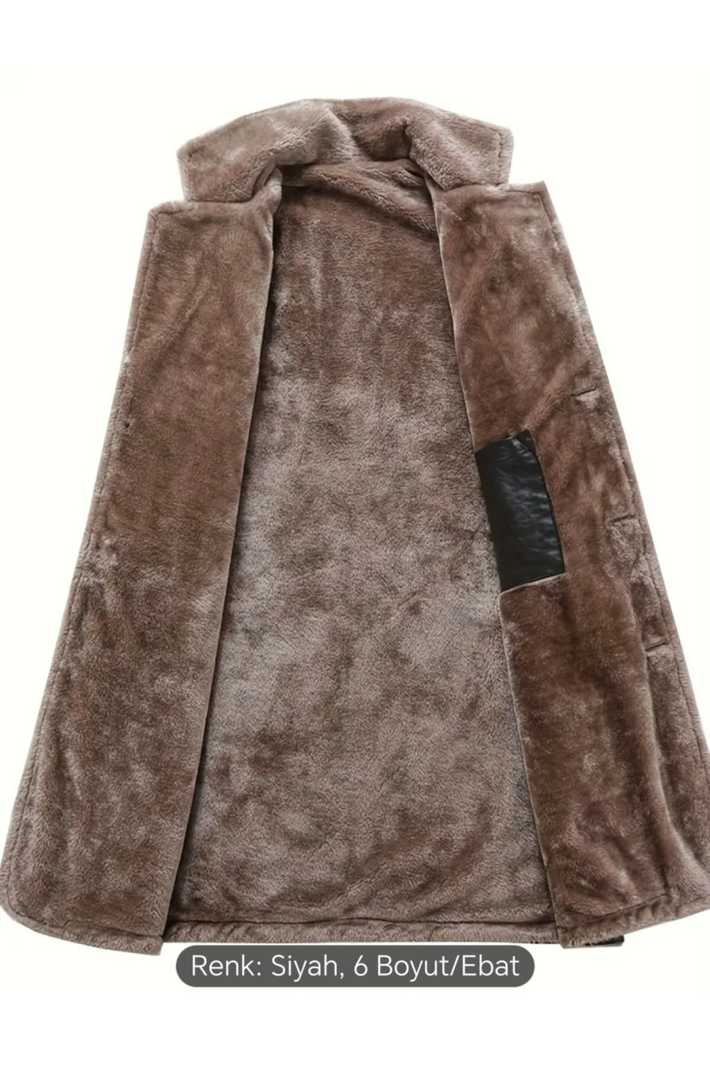 Cepleri Kapaklı Hakiki Koyun Derisi Uzun Kaban İçi ve Yakası Kürklü