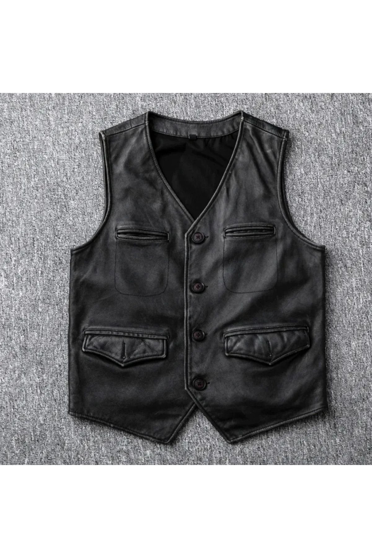 Hakiki kuzu derisi kapaklı yelek