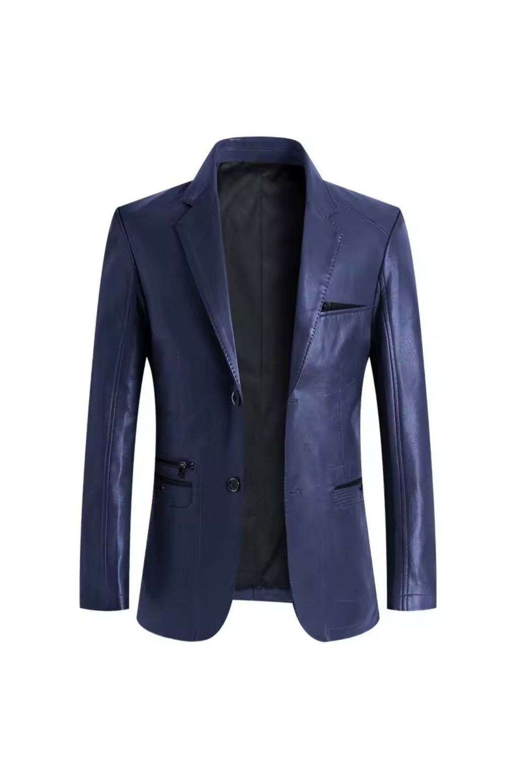 Modern Yeni Nesil Blazer Ceket Hakiki Kuzu Derisi Fermuar Cep Detaylı