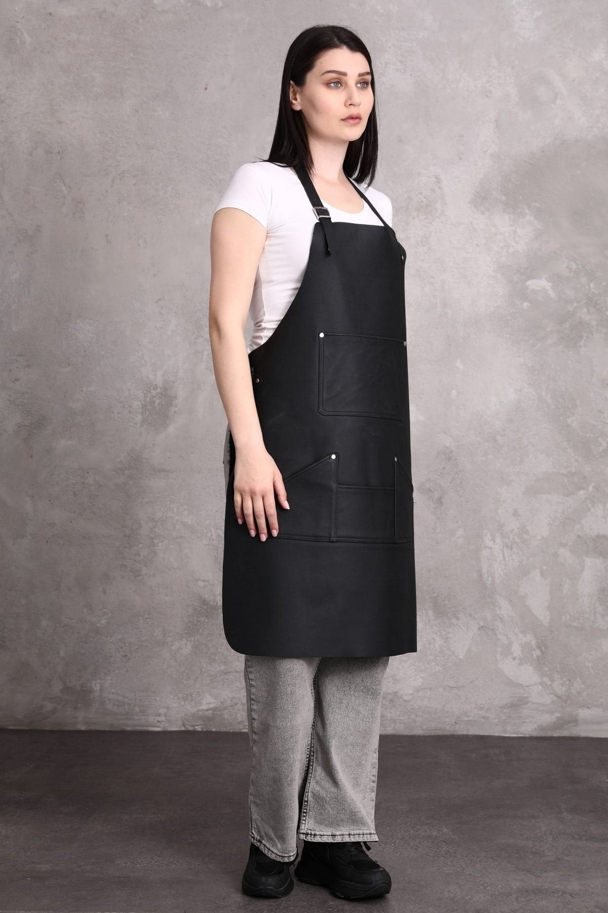 Dana Derisi Önlük Siyah Renk