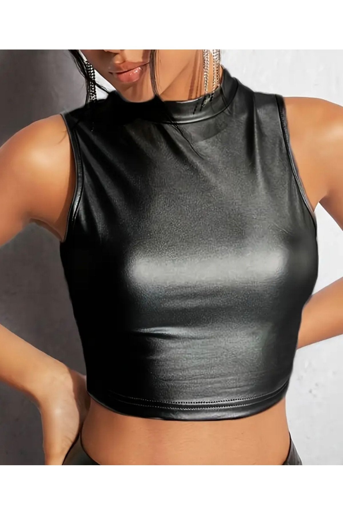 Straplez Büstiyer Pu Deri Siyah Renk