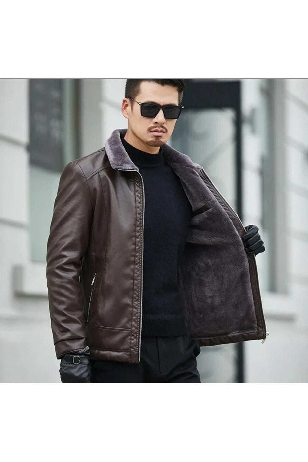 Hakiki Koyun Derisi İçi Yakası Kürk Erkek Mont