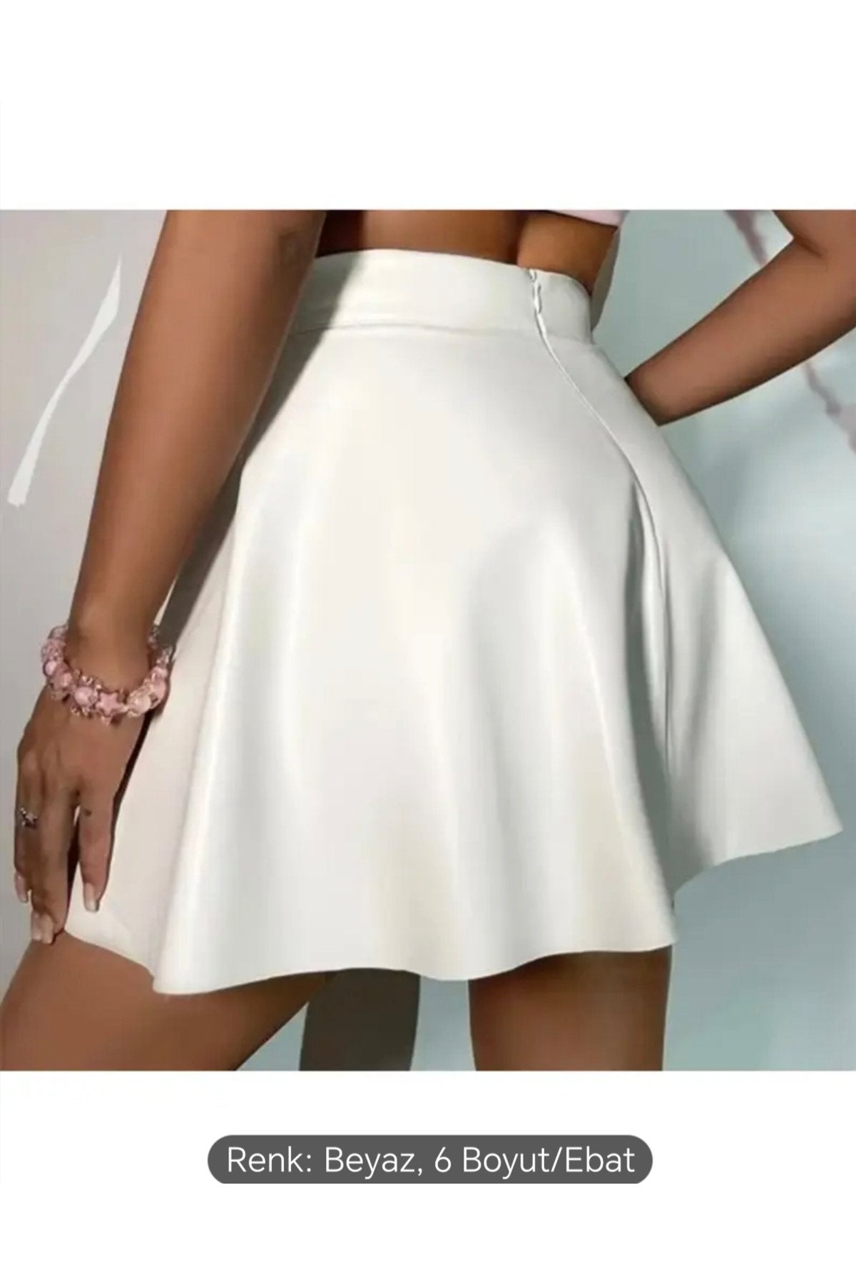 Ekru Beyaz Deri Etek