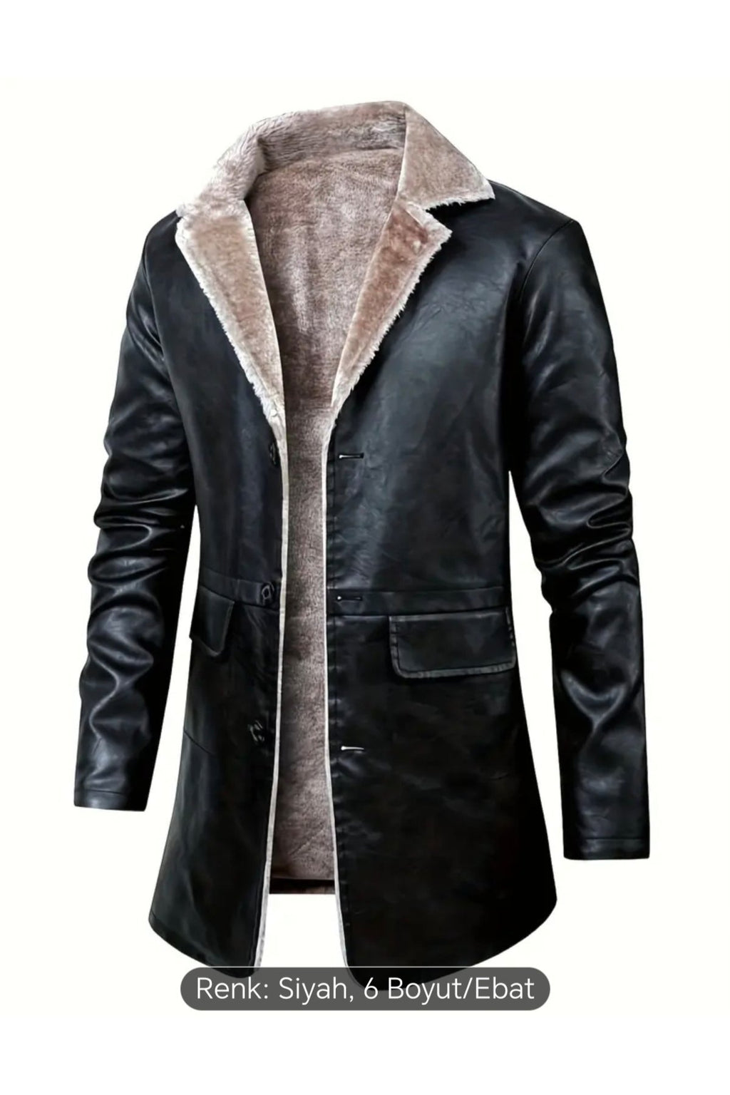 Cepleri Kapaklı Hakiki Koyun Derisi Uzun Kaban İçi ve Yakası Kürklü