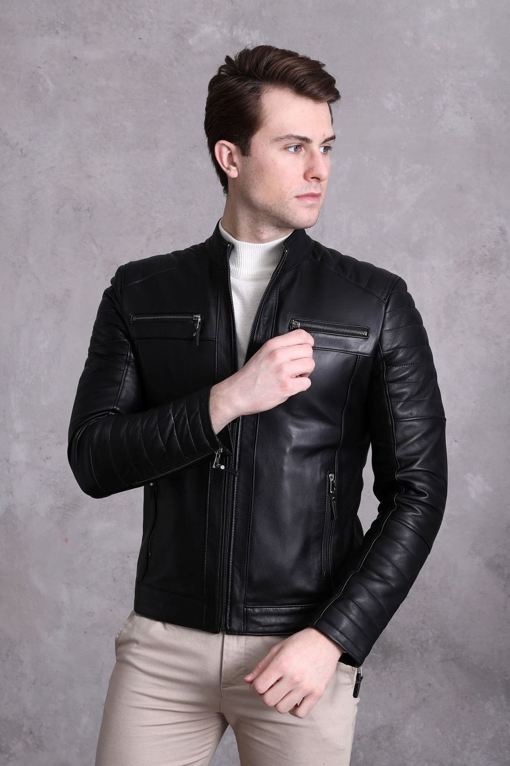 Motorcu Tarzı Mont Spor Kesim Siyah Renk