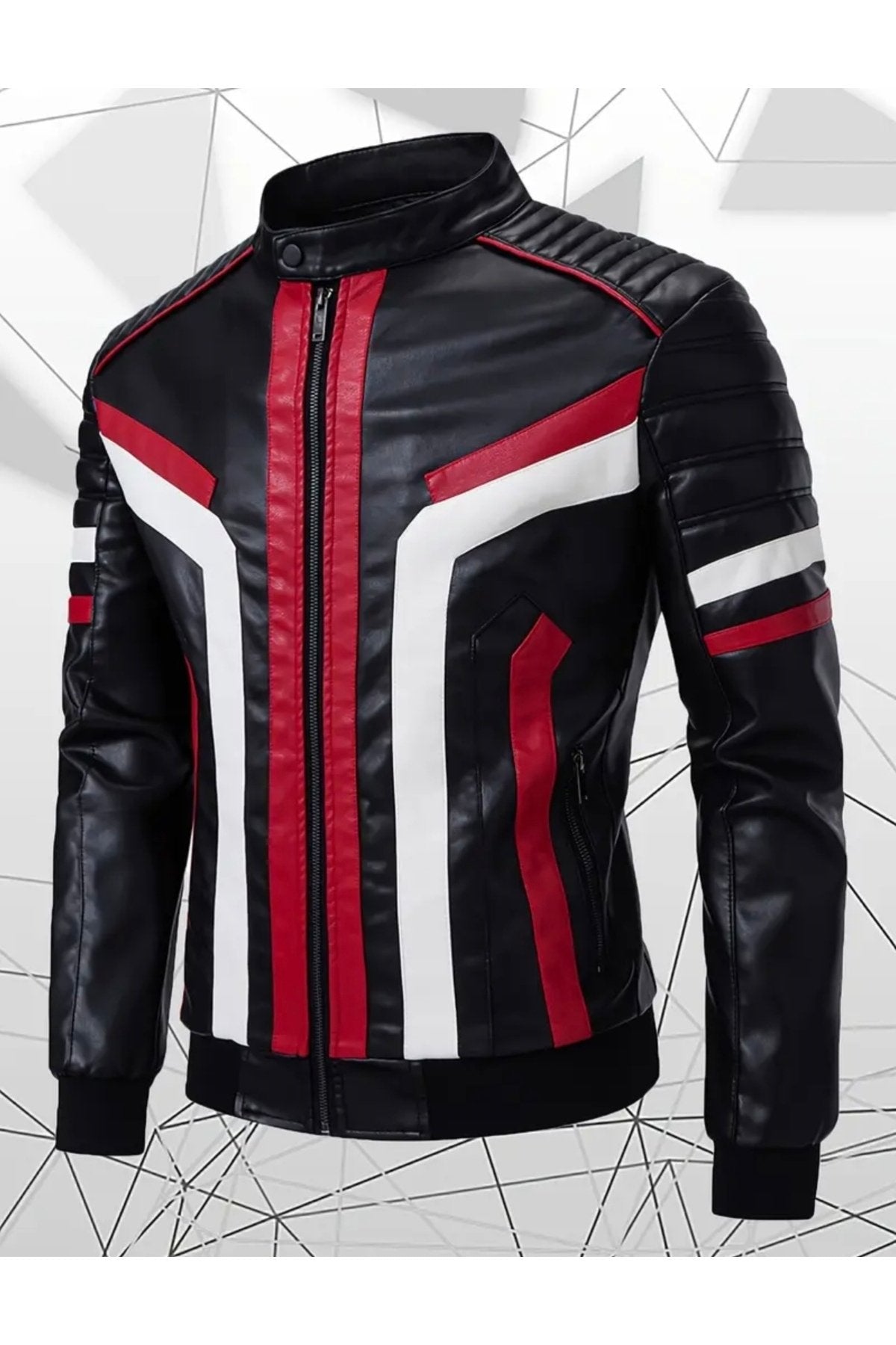 Renk Blok Tanımlı Spor Hakiki Deri Mont