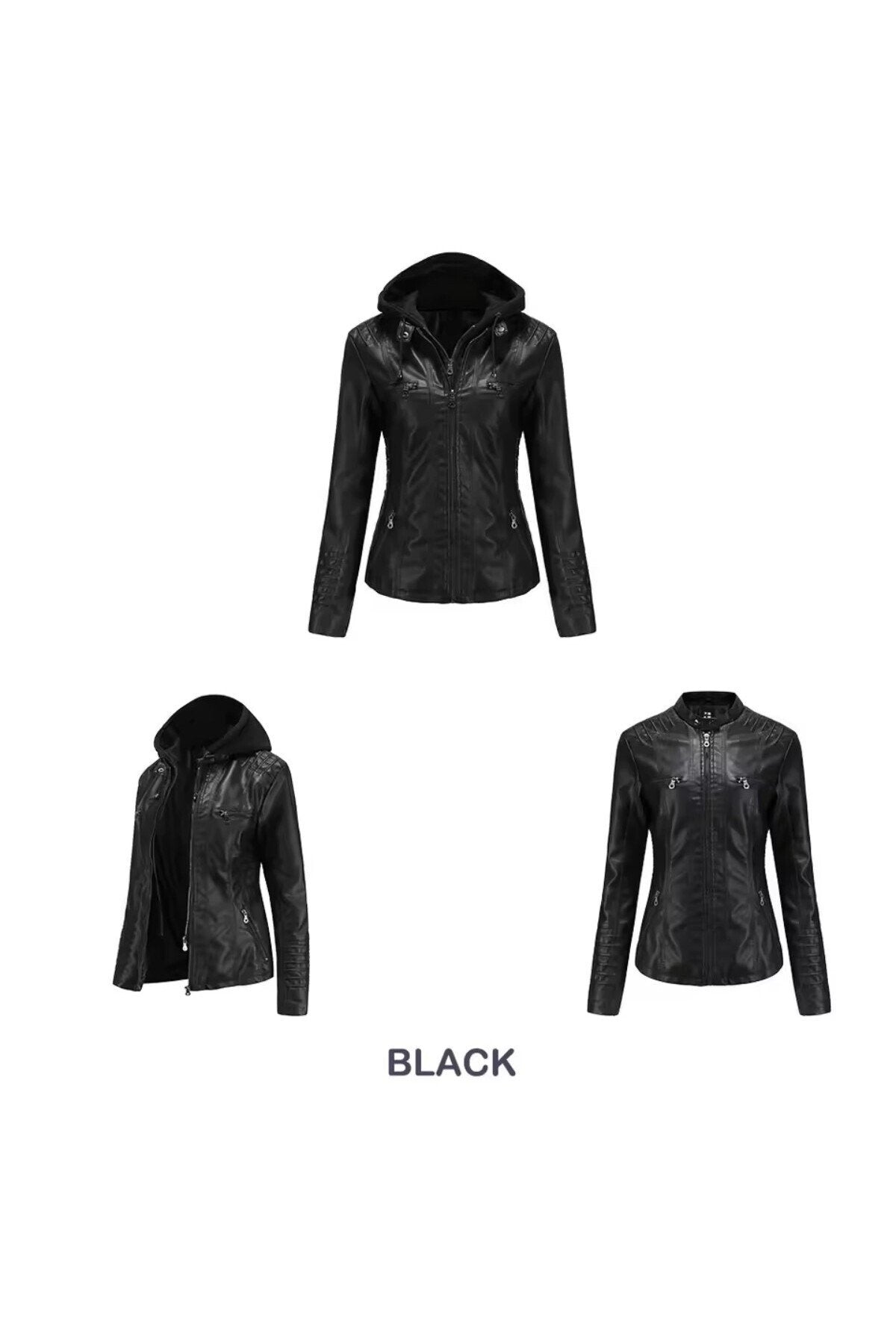 Kadın Ceket Hakiki Kuzu Derisi Kapüşonlu