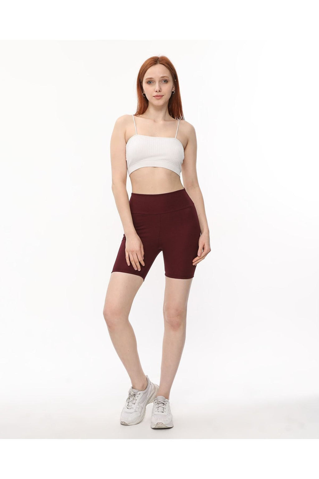 Interlok Streç Tayt Şort Yüksel Bel