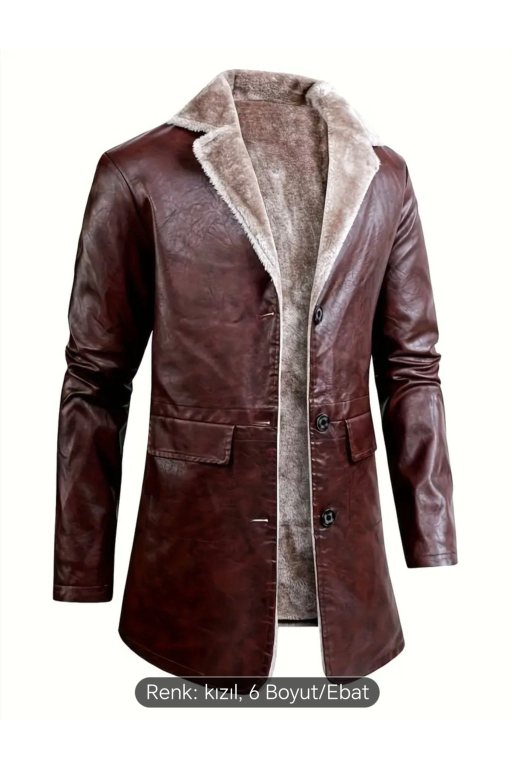 Cepleri Kapaklı Hakiki Koyun Derisi Uzun Kaban İçi ve Yakası Kürklü