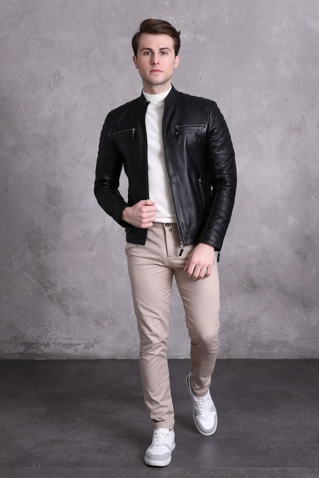 Motorcu Tarzı Mont Spor Kesim Siyah Renk