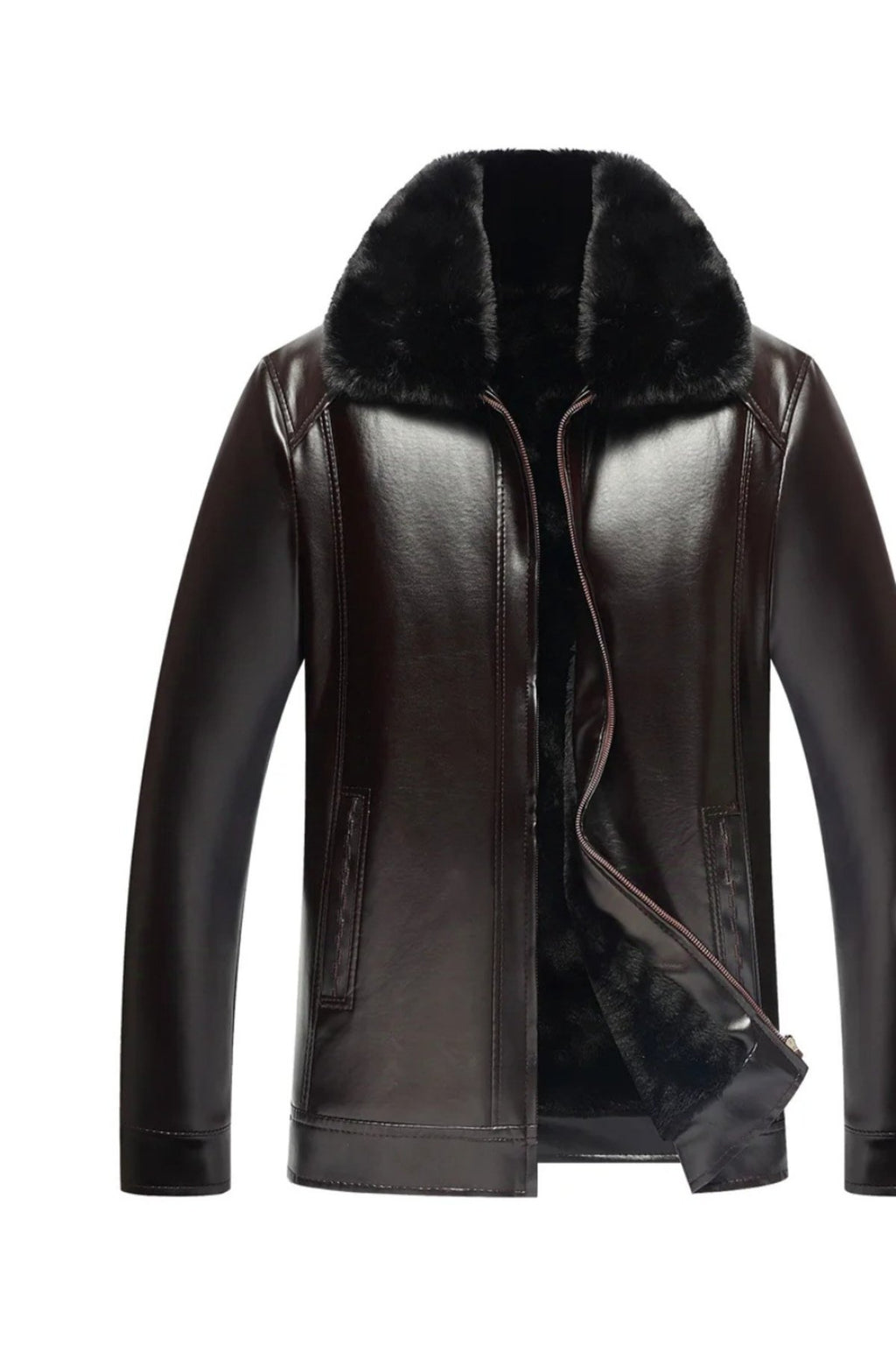 Kalın Hakiki Deri Yakası İçi Tüylü Çıkarabilir Yaka Mont