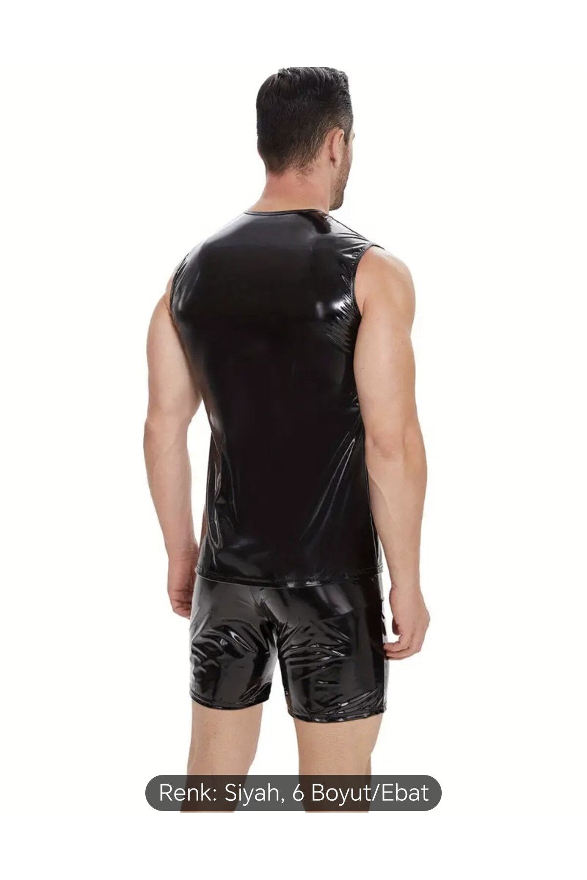 Deri Çıt Çıt Yakalı Sıfır Kol Tişört