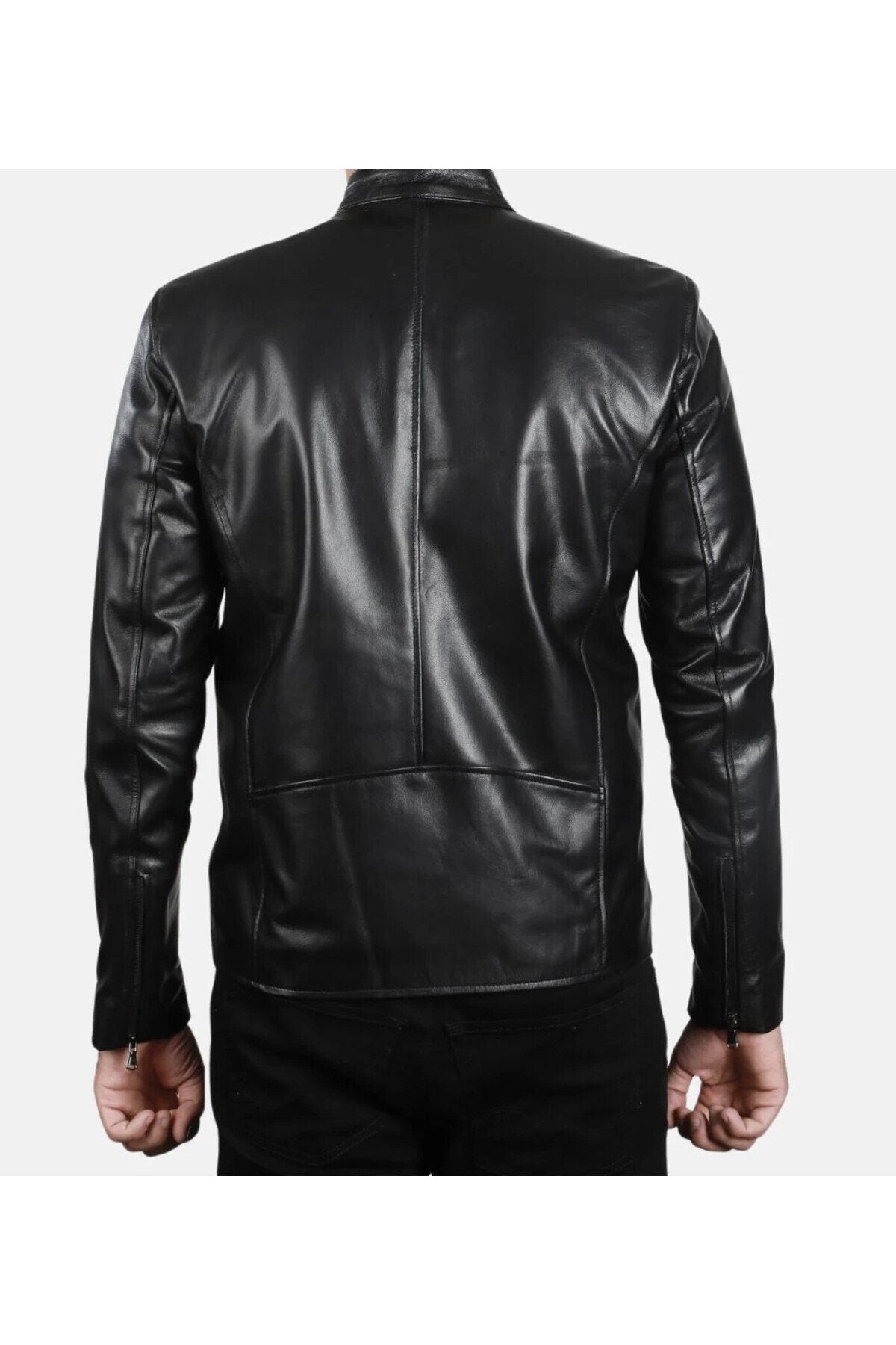 Prof Model Hakiki Kuzu Derisi Zik Çapraz Kapama Fermuarlı Spor Mont