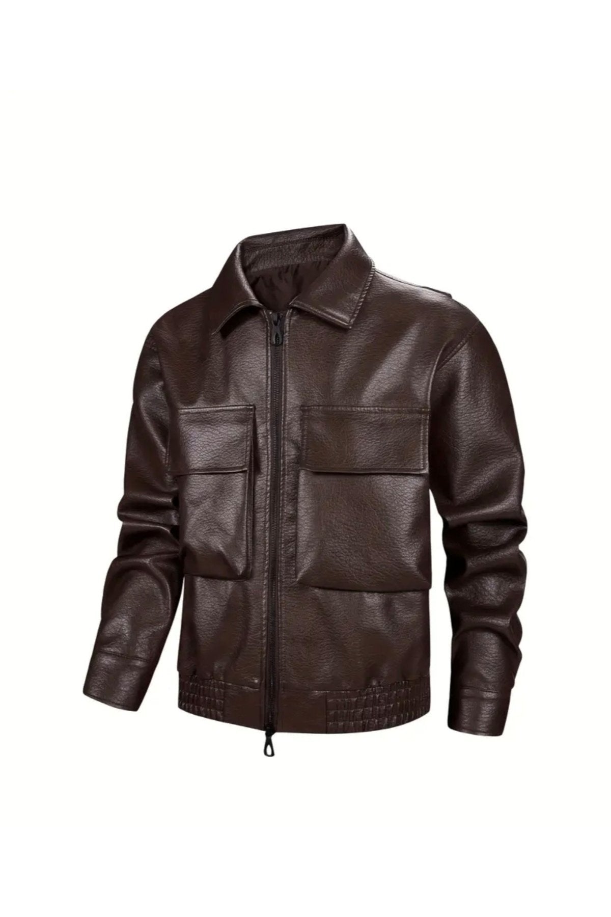 Büyük Torba Cepli Kapaklı Gömlek Yaka Mont Hakiki Kuzu Derisi