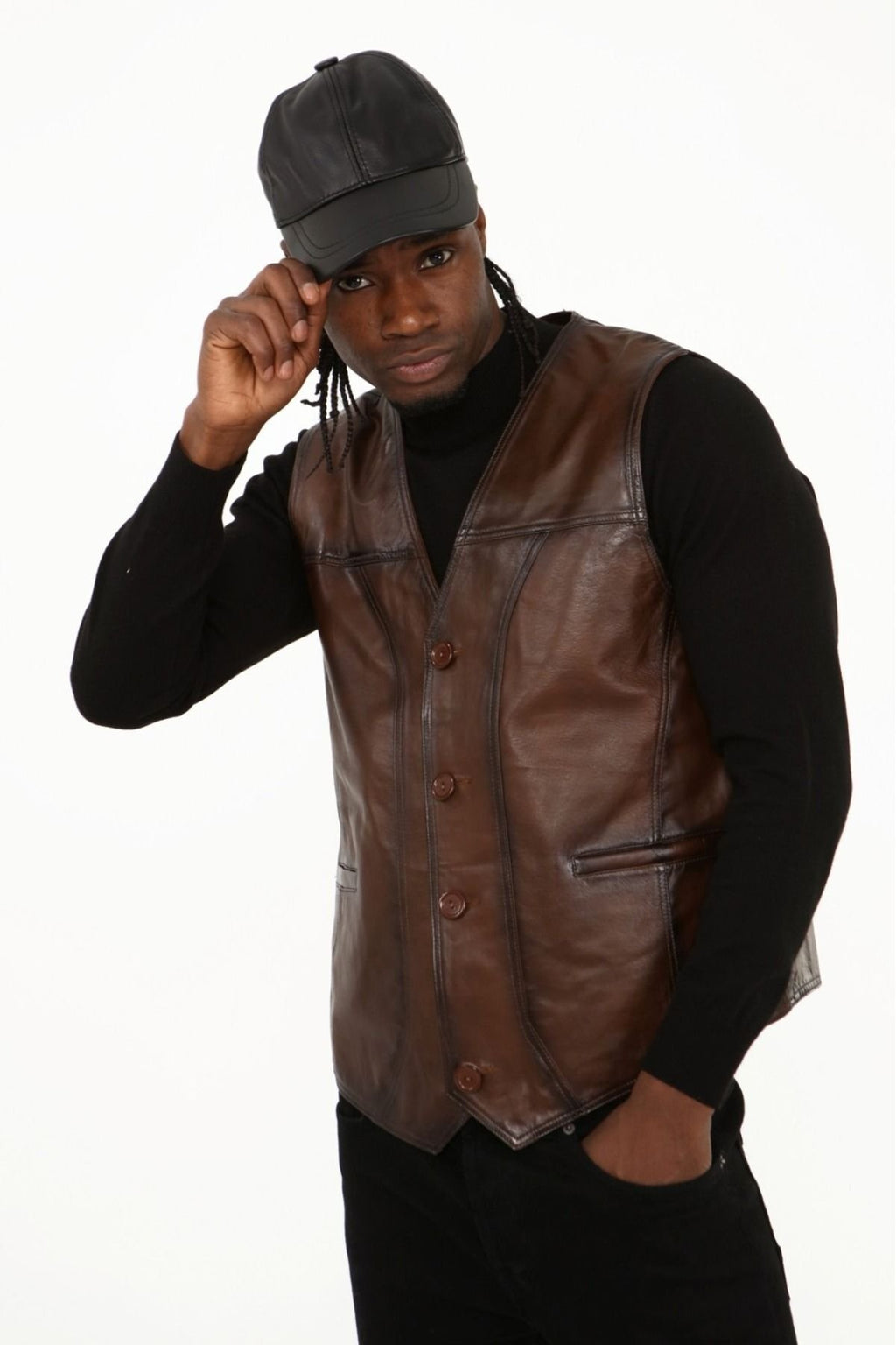 Klasik hakiki kuzu derisi yelek rahat kesim