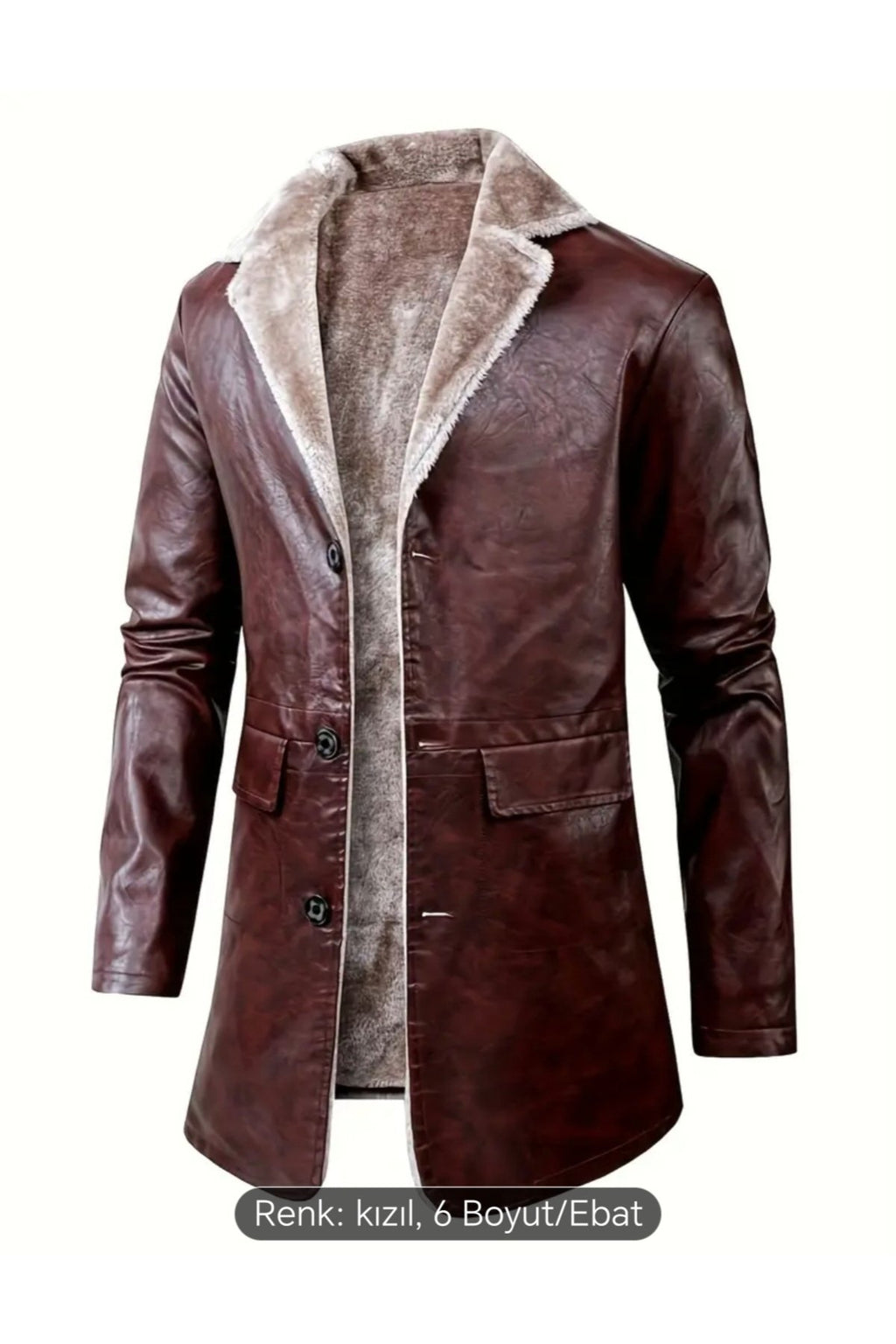 Cepleri Kapaklı Hakiki Koyun Derisi Uzun Kaban İçi ve Yakası Kürklü