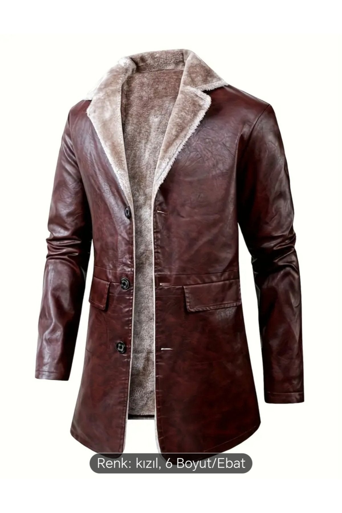 Cepleri Kapaklı Hakiki Koyun Derisi Uzun Kaban İçi ve Yakası Kürklü