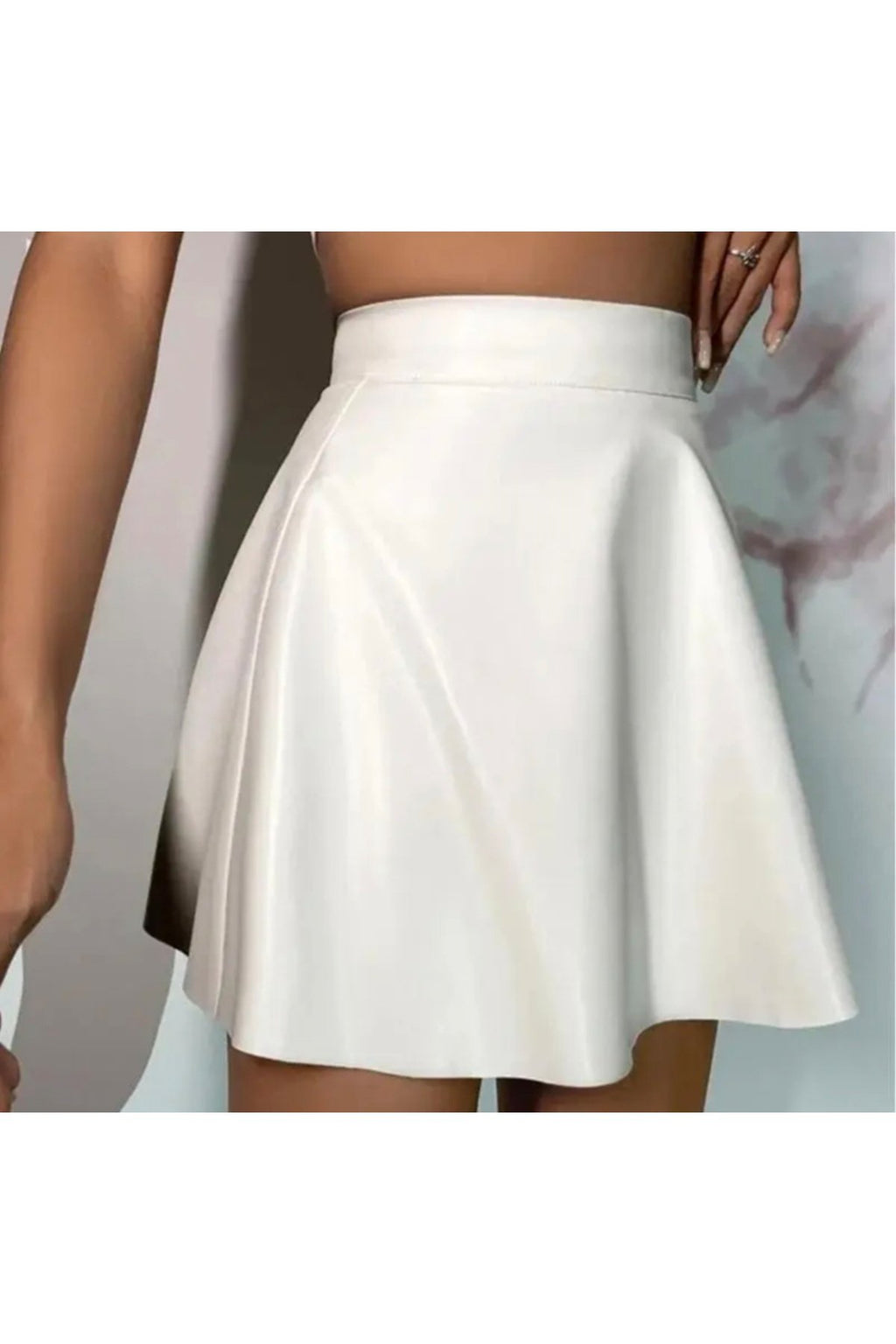 Ekru Beyaz Deri Etek