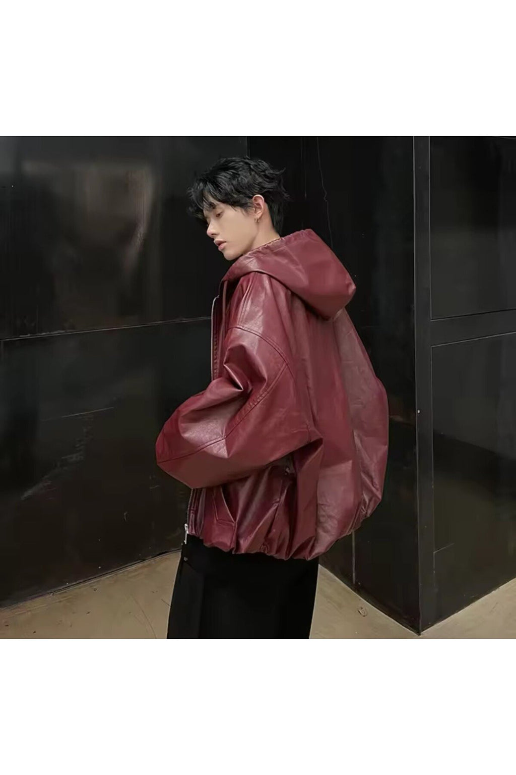 Ultra ovarsize hakiki deri unisex hip hop mont